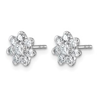 14K White Gold 0.75ct Lab Grown Diamond VS+ F+ Post Floral Complete Earrings view 2
