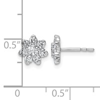 14K White Gold 0.75ct Lab Grown Diamond VS+ F+ Post Floral Complete Earrings view 4