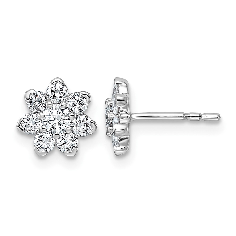 14K White Gold 0.75ct Lab Grown Diamond VS+ F+ Post Floral Complete Earrings