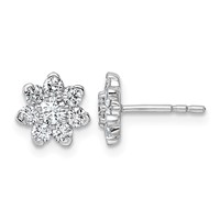 14K White Gold 0.75ct Lab Grown Diamond VS+ F+ Post Floral Complete Earrings view 1