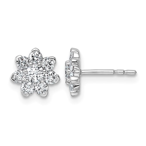 14K White Gold 0.75ct Lab Grown Diamond VS+ F+ Post Floral Complete Earrings