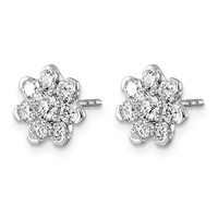 14K White Gold 1ct Lab Grown Diamond VS+ F+ Post Floral Complete Earrings view 2