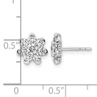 14K White Gold 1ct Lab Grown Diamond VS+ F+ Post Floral Complete Earrings view 4