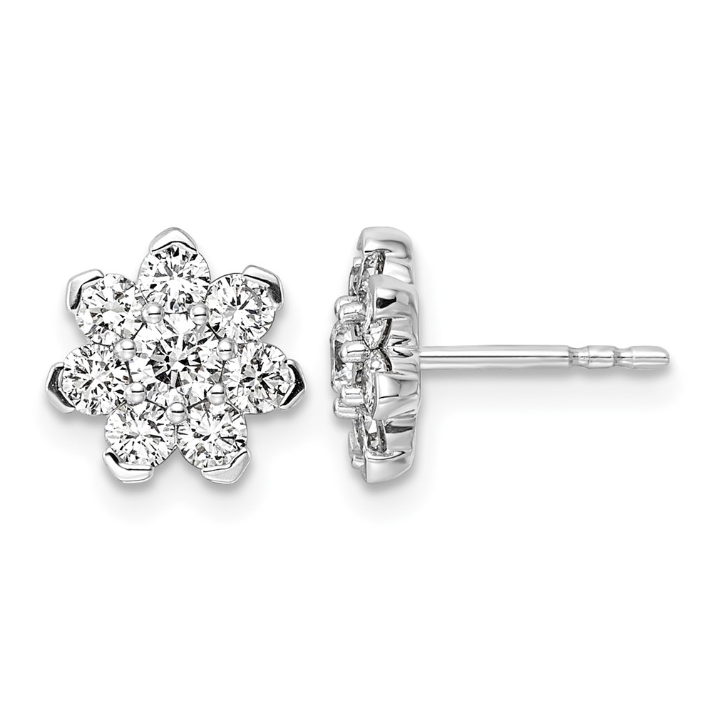 14K White Gold 1ct Lab Grown Diamond VS+ F+ Post Floral Complete Earrings