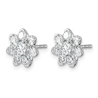 14K White Gold 1.50ct Lab Grown Diamond VS+ F+ Post Floral Complete Earrings view 2