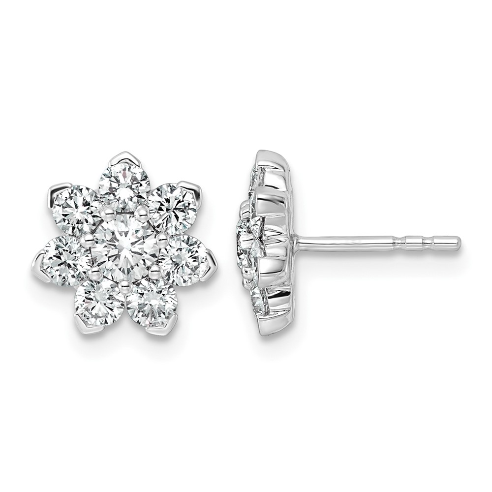 14K White Gold 1.50ct Lab Grown Diamond VS+ F+ Post Floral Complete Earrings