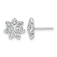 14K White Gold 1.50ct Lab Grown Diamond VS+ F+ Post Floral Complete Earrings view 1