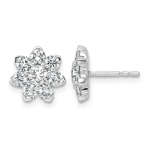 14K White Gold 1.50ct Lab Grown Diamond VS+ F+ Post Floral Complete Earrings