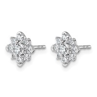 14K White Gold 0.75ct Lab Grown Diamond VS+ F+ Post Floral Complete Earrings view 2