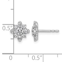 14K White Gold 0.75ct Lab Grown Diamond VS+ F+ Post Floral Complete Earrings view 4