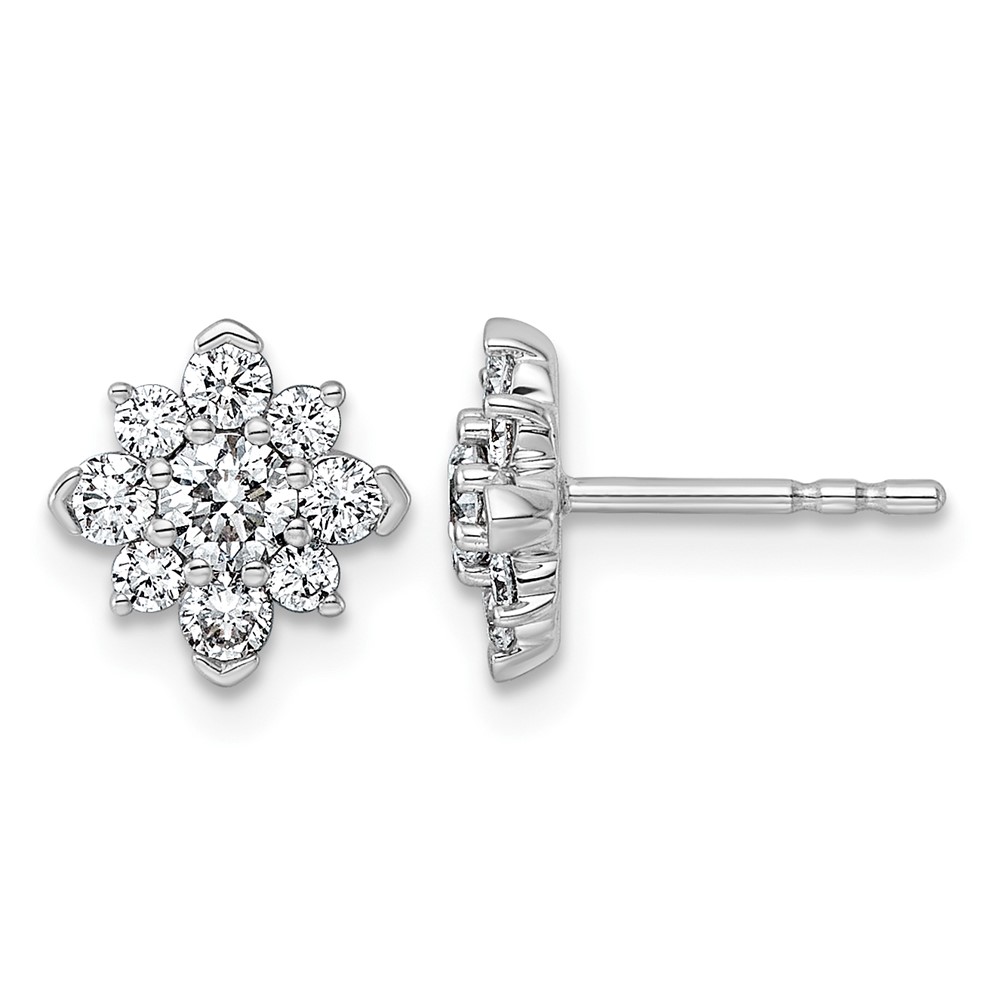 14K White Gold 0.75ct Lab Grown Diamond VS+ F+ Post Floral Complete Earrings