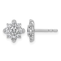 14K White Gold 0.75ct Lab Grown Diamond VS+ F+ Post Floral Complete Earrings view 1