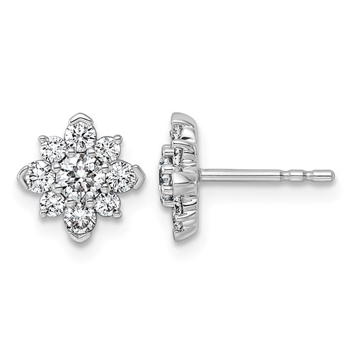 14K White Gold 0.75ct Lab Grown Diamond VS+ F+ Post Floral Complete Earrings