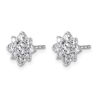 14K White Gold 1ct Lab Grown Diamond VS+ F+ Post Floral Complete Earrings view 2