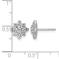14K White Gold 1ct Lab Grown Diamond VS+ F+ Post Floral Complete Earrings view 4