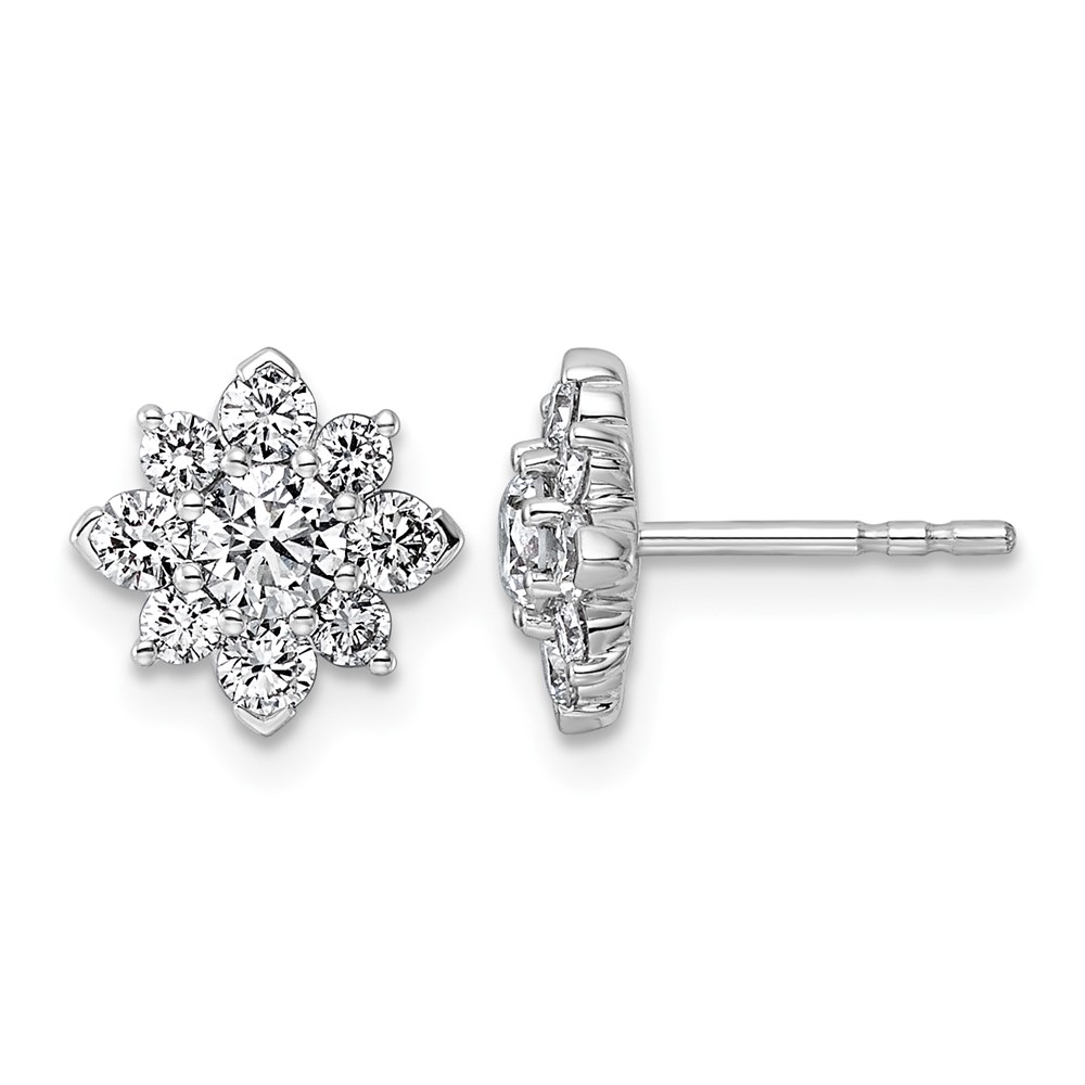 14K White Gold 1ct Lab Grown Diamond VS+ F+ Post Floral Complete Earrings