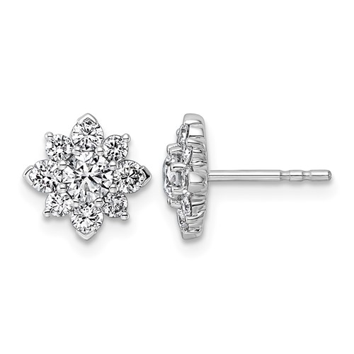 14K White Gold 1ct Lab Grown Diamond VS+ F+ Post Floral Complete Earrings