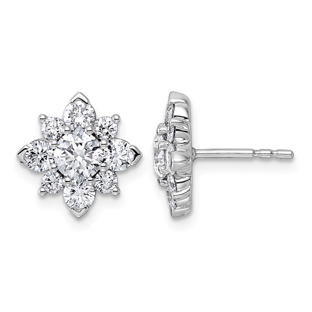 14K White Gold 2.50ct Lab Grown Diamond VS+ F+ Complete Post Earrings