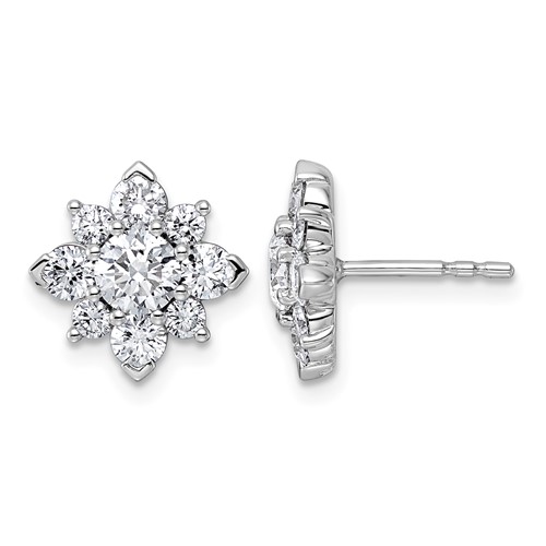 14K White Gold 2.50ct Lab Grown Diamond VS+ F+ Complete Post Earrings