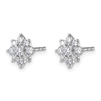 14K White Gold 0.75ct Lab Grown Dia VS+ F+ Post Floral Complete Earrings view 2
