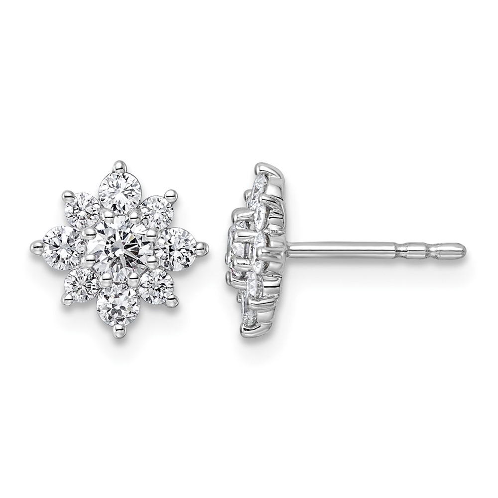 14K White Gold 0.75ct Lab Grown Dia VS+ F+ Post Floral Complete Earrings