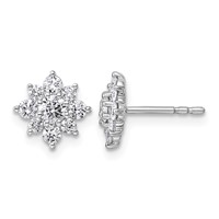 14K White Gold 0.75ct Lab Grown Dia VS+ F+ Post Floral Complete Earrings view 1