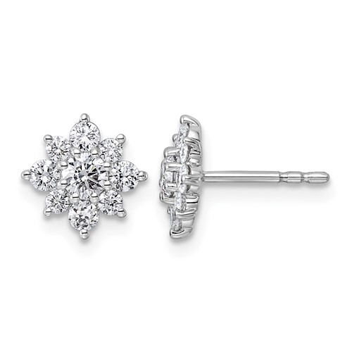 14K White Gold 0.75ct Lab Grown Dia VS+ F+ Post Floral Complete Earrings