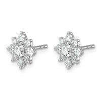 14K White Gold 1ct Lab Grown Dia VS+ F+ Post Floral Complete Earrings view 2