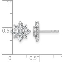 14K White Gold 1ct Lab Grown Dia VS+ F+ Post Floral Complete Earrings view 4