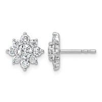 14K White Gold 1ct Lab Grown Dia VS+ F+ Post Floral Complete Earrings view 1