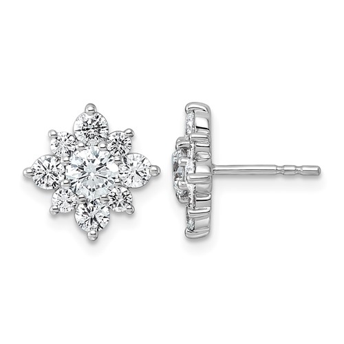 14K White Gold 2.50ct Lab Grown Dia VS+ F+ Post Complete Earrings