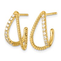 14K Yellow Gold 0.33ct Lab Grown Dia VS+ F+ Post Fashion J-Hoop Comp Earrings view 2