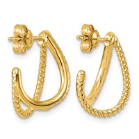 14K Yellow Gold 0.33ct Lab Grown Dia VS+ F+ Post Fashion J-Hoop Comp Earrings view 3
