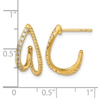 14K Yellow Gold 0.33ct Lab Grown Dia VS+ F+ Post Fashion J-Hoop Comp Earrings view 4