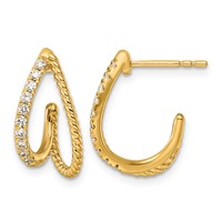 14K Yellow Gold 0.33ct Lab Grown Dia VS+ F+ Post Fashion J-Hoop Comp Earrings view 1