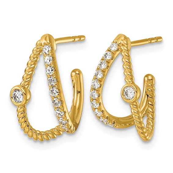 14k 3/8ct Lab Grown Dia VS+ F+ Post Fashion J-Hoop Comp Earrings