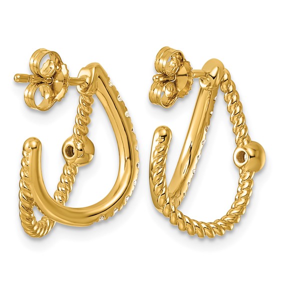 14k 3/8ct Lab Grown Dia VS+ F+ Post Fashion J-Hoop Comp Earrings