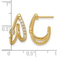 14K Yellow Gold 0.38ct Lab Grown Dia VS+ F+ Post Fashion J-Hoop Comp Earrings view 4
