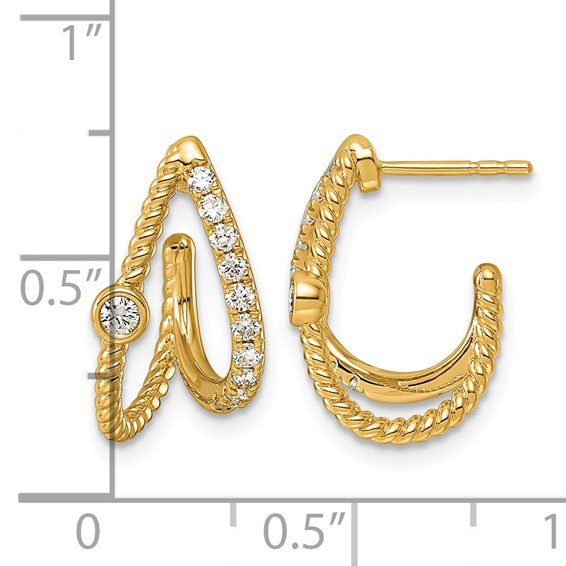 14k 3/8ct Lab Grown Dia VS+ F+ Post Fashion J-Hoop Comp Earrings
