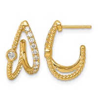 14K Yellow Gold 0.38ct Lab Grown Dia VS+ F+ Post Fashion J-Hoop Comp Earrings view 1