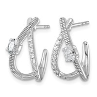14K White Gold 0.62ct Lab Grown Dia VS+ F+ Post Fashion J-Hoop Comp Earrings view 2