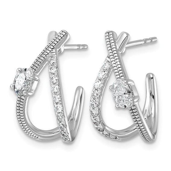 14kw 5/8ct Lab Grown Dia VS+ F+ Post Fashion J-Hoop Comp Earrings