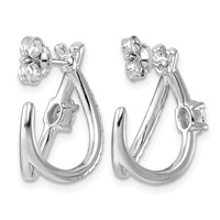 14K White Gold 0.62ct Lab Grown Dia VS+ F+ Post Fashion J-Hoop Comp Earrings view 3