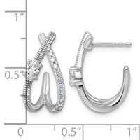 14K White Gold 0.62ct Lab Grown Dia VS+ F+ Post Fashion J-Hoop Comp Earrings view 4