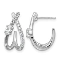 14K White Gold 0.62ct Lab Grown Dia VS+ F+ Post Fashion J-Hoop Comp Earrings view 1