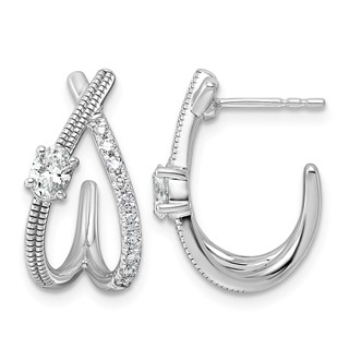 14kw 5/8ct Lab Grown Dia VS+ F+ Post Fashion J-Hoop Comp Earrings