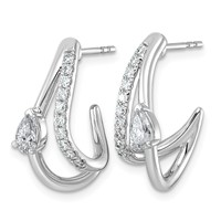 14K White Gold 0.75ct Lab Grown Dia VS+ F+ Post Fashion J-Hoop Comp Earrings view 2