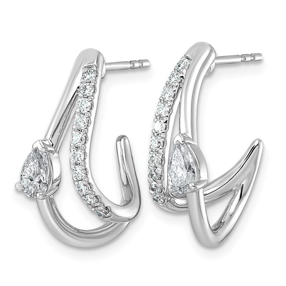 14kw 3/4ct Lab Grown Dia VS+ F+ Post Fashion J-Hoop Comp Earrings