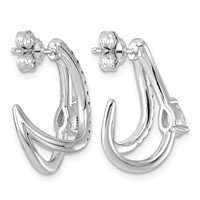 14K White Gold 0.75ct Lab Grown Dia VS+ F+ Post Fashion J-Hoop Comp Earrings view 3