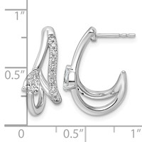 14K White Gold 0.75ct Lab Grown Dia VS+ F+ Post Fashion J-Hoop Comp Earrings view 4